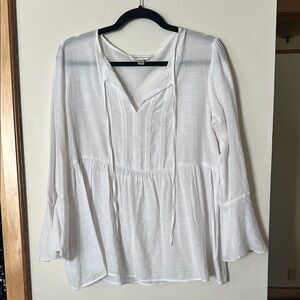 Counterparts White Tie Front Relaxed Blouse